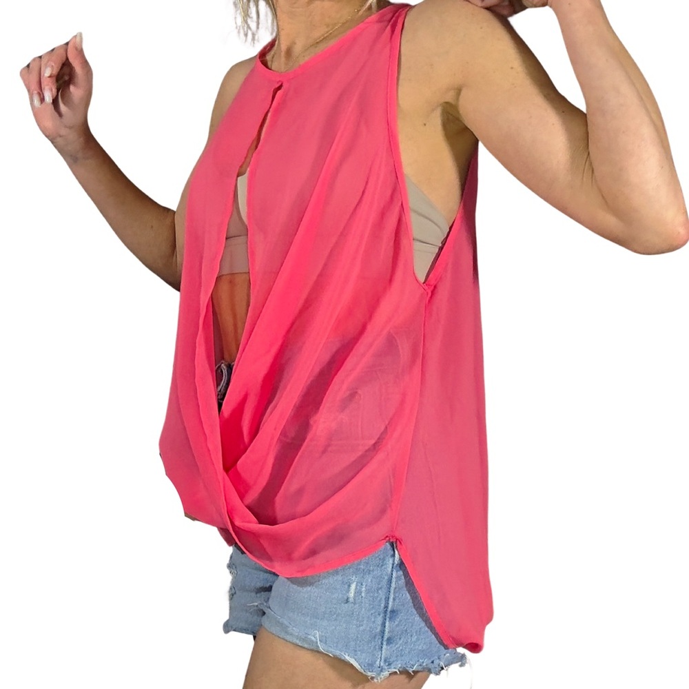 ZARA Hot Pink Sheer Blouse - Picture 4 of 5
